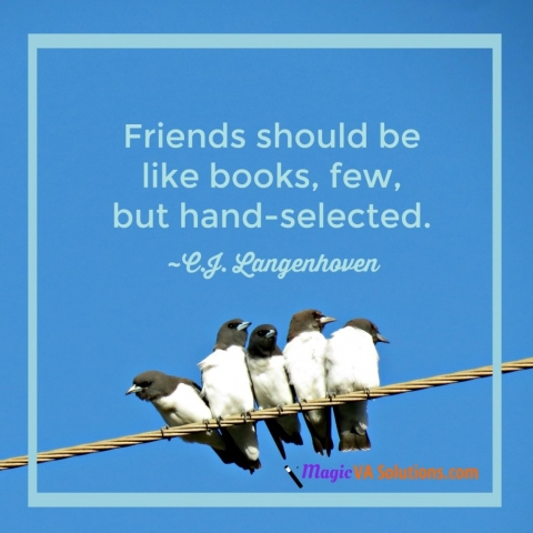 Friends should be like books, few, but hand-selected. ~ C J Langenhoven
